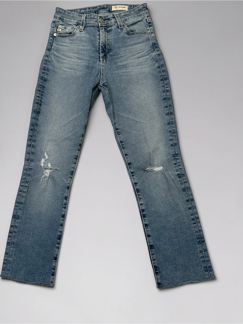 AG Adriano Goldschmied Mari High Rise Slim Straight - frayed hem & edges